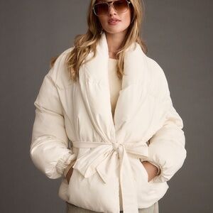 12th Tribe Maverick White Belted Puffer Coat Size MM